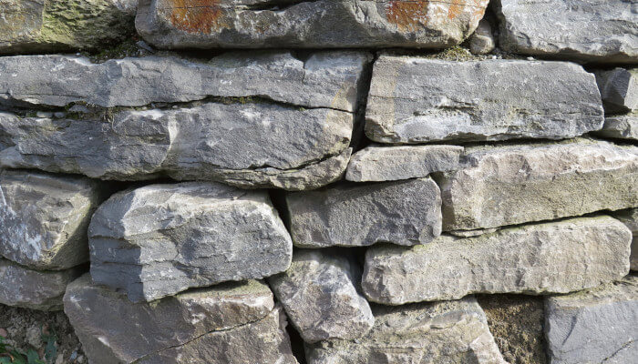 Steinmauer als zu Hause für Gartenwollbienen